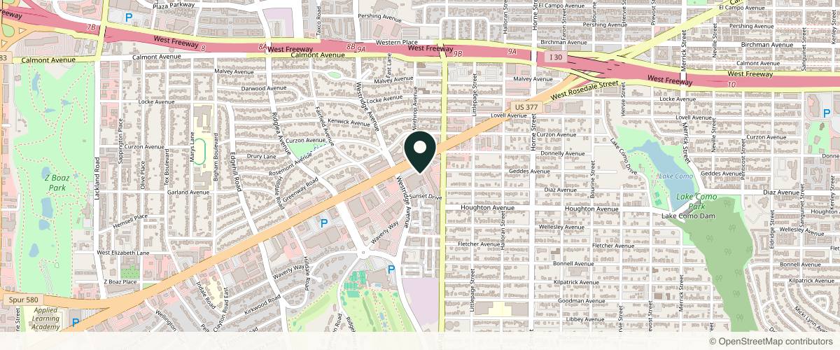 Map showing the exact location of Miss Dana Aesthetics at 6115 Camp Bowie Blvd #100, Fort Worth, TX 76116, USA