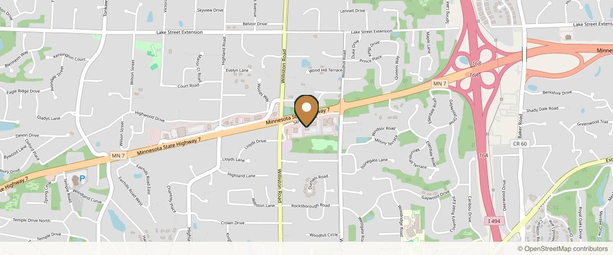 Map showing the exact location of MK Aesthetics at 14525 MN-7 Ste 360, Minnetonka, MN 55345, USA