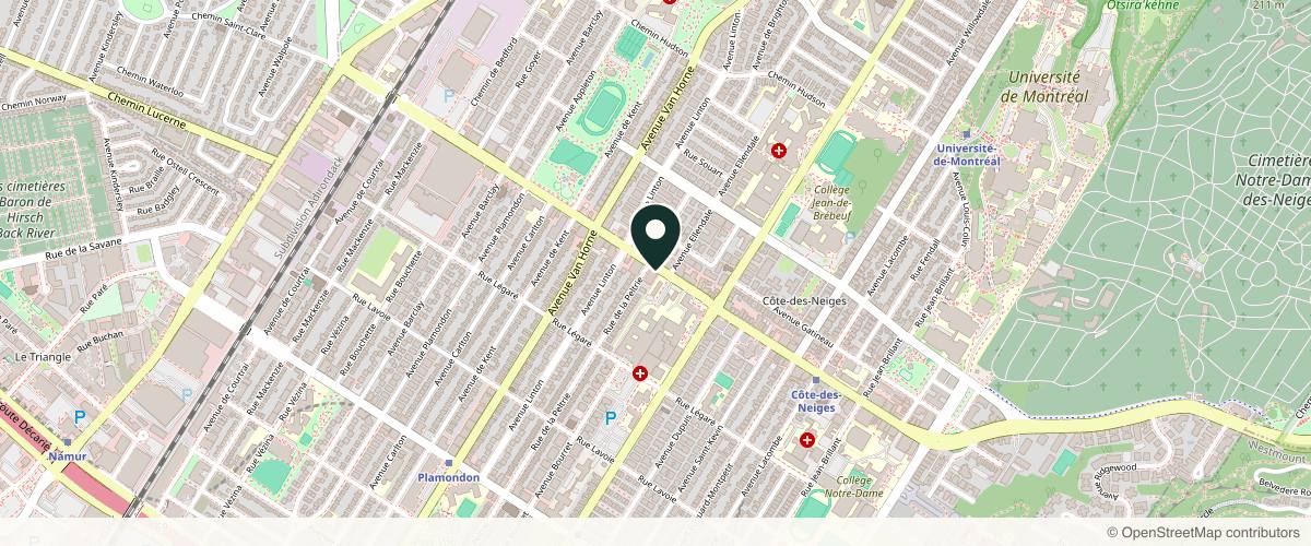 Map showing the exact location of ML Aesthetic Clinic at 5858 Chem. de la Côte-des-Neiges 2nd floor office 217, Montreal, QC H3S 1Z2, Canada