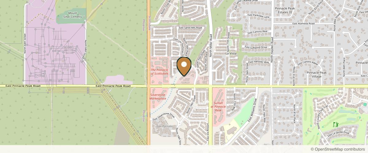 Map showing the exact location of MODE Aesthetics and Wellness at 7420 E Pinnacle Peak Rd Ste 120, Scottsdale, AZ 85255, USA