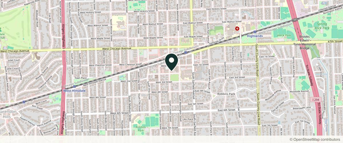 Map showing the exact location of Modern Skin Dermatology at 21 W 2nd St 3rd Floor, Hinsdale, IL 60521, USA