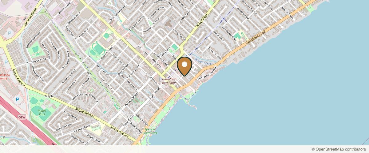 Map showing the exact location of Monaco Medical Aesthetics at 399 Elizabeth St #12, Burlington, ON L7R 0A4, Canada