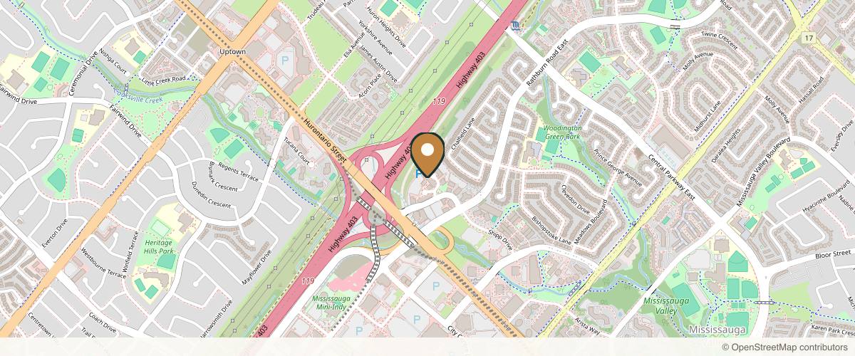 Map showing the exact location of Monaco Medical Aesthetics at 4300 Village Centre Ct Ste 205, Mississauga, ON L4Z 1S2, Canada