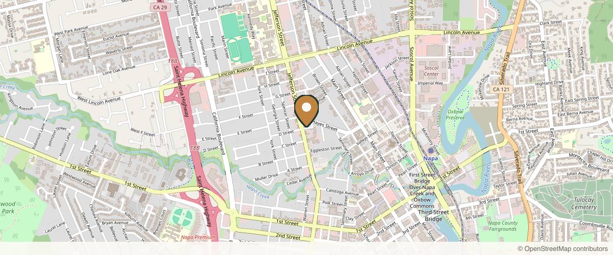 Map showing the exact location of Monarch Skin Studio at 1808 Jefferson St, Napa, CA 94559, USA