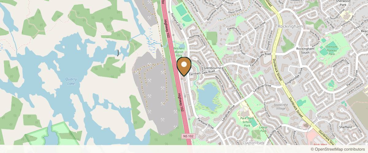 Map showing the exact location of Monarchy Medispa Halifax at 480 Parkland Dr, Halifax, NS B3S 1P9, Canada
