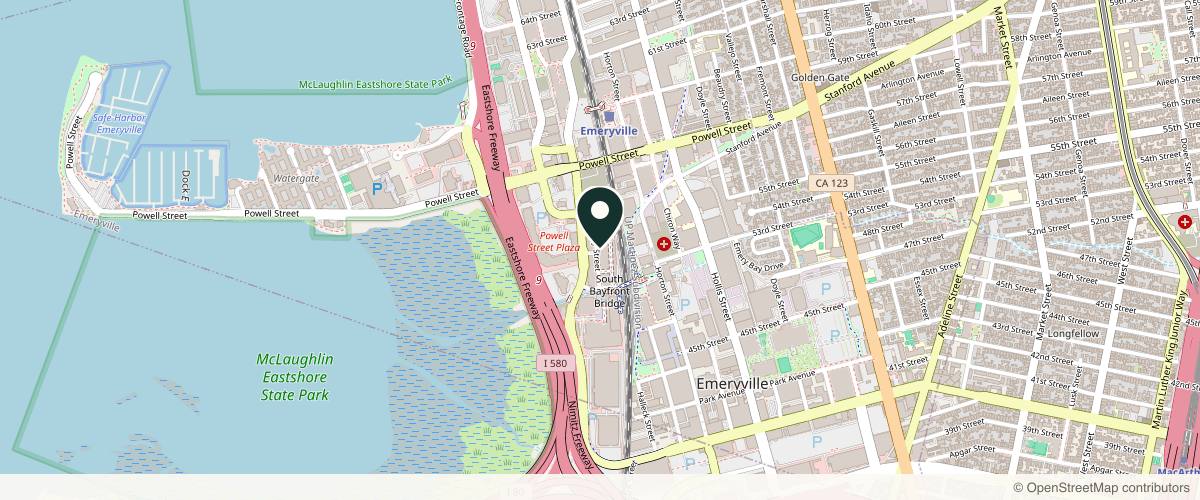 Map showing the exact location of Monroe Aesthetics at 5668 Bay St Ste 103, Emeryville, CA 94608, USA