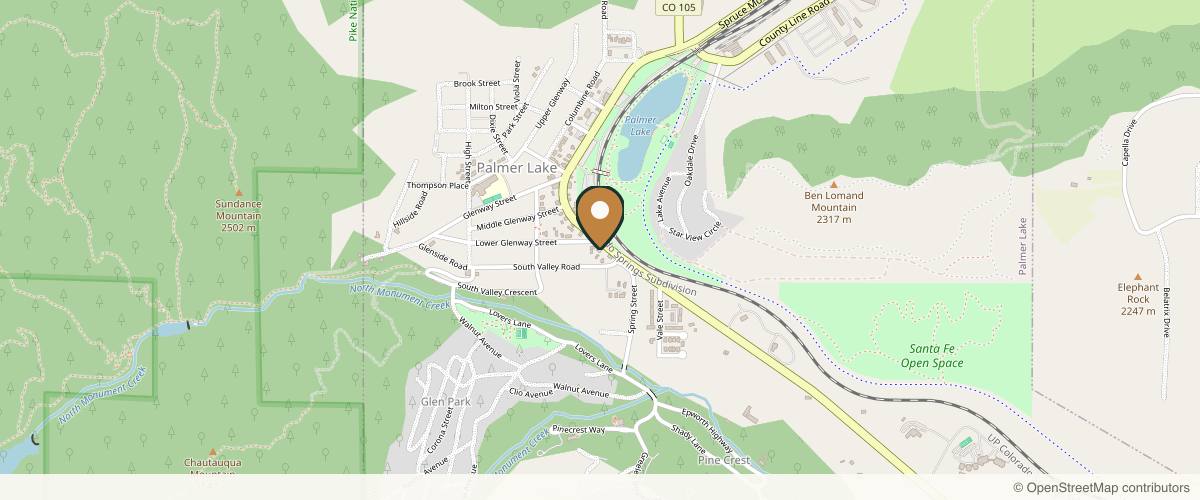 Map showing the exact location of Monumental MedSpa at 88 CO-105, Palmer Lake, CO 80133, USA