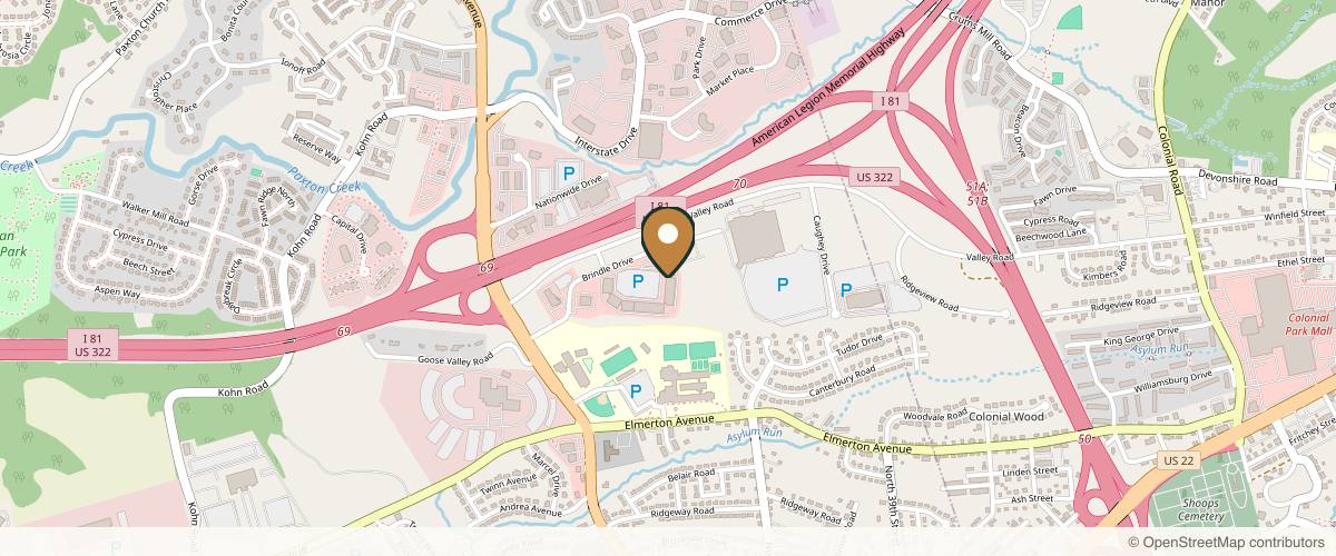 Map showing the exact location of Moonlight Head Spa | Harrisburg at 2621 Brindle Dr, Harrisburg, PA 17110, USA