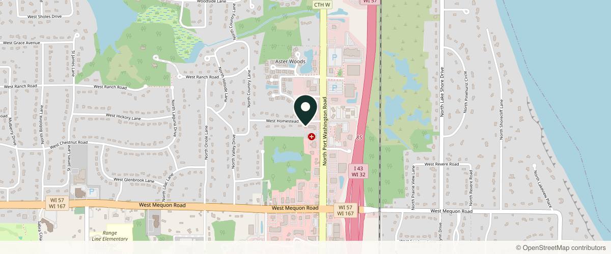 Map showing the exact location of More Medical Aesthetics & Wellness at 11433 N Port Washington Rd, Mequon, WI 53092, USA