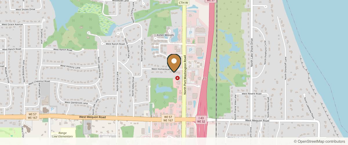 Map showing the exact location of More Medical Aesthetics & Wellness at 11433 N Port Washington Rd, Mequon, WI 53092, USA
