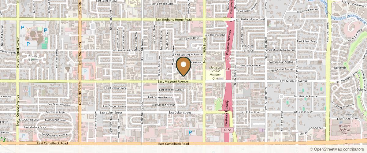 Map showing the exact location of Morph Aesthetics at 1440 E Missouri Ave Unit 265, Phoenix, AZ 85014, USA