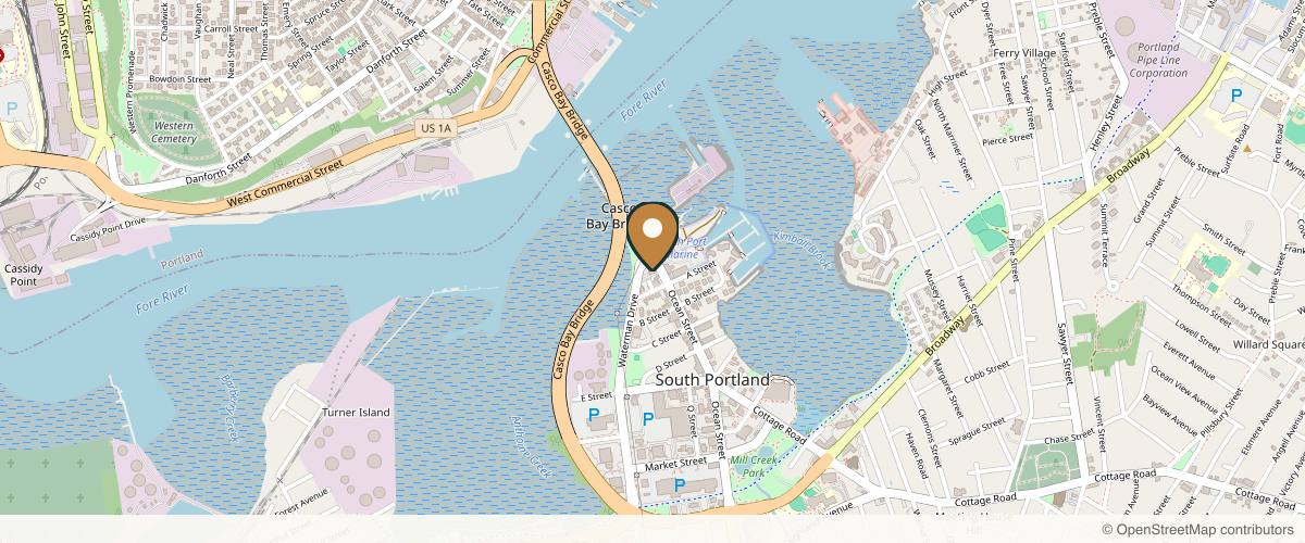 Map showing the exact location of MOTOX skin science at 7 Ocean St, South Portland, ME 04106, USA