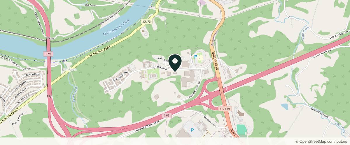 Map showing the exact location of Mountain State Medical Specialties | Morgantown at 165 Scott Ave #100, Morgantown, WV 26508, USA