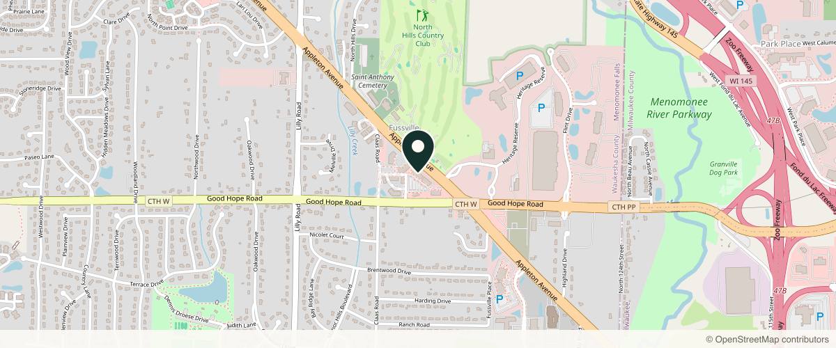 Map showing the exact location of Moxie Medispa at N72W13400 Lund Ln, Menomonee Falls, WI 53051, USA
