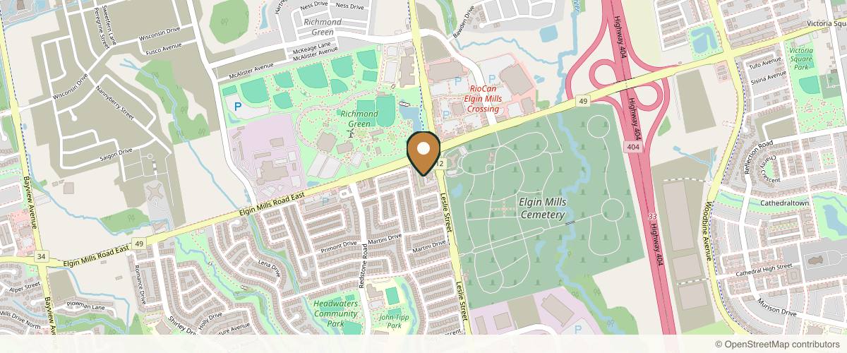 Map showing the exact location of Muchin Beauty Clinic at 10650 Leslie St Unit 7, Richmond Hill, ON L4S 1M8, Canada