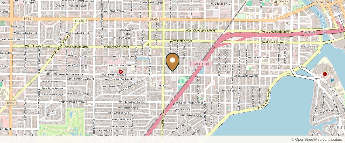 Map showing the exact location of Muse Aesthetics & Laser at 2111 W Swann Ave, Tampa, FL 33606, USA
