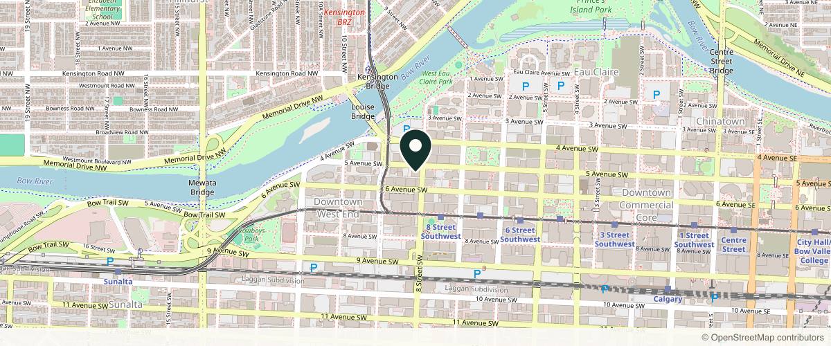 Map showing the exact location of Muse Aesthetics Inc at 909 5 Ave SW #200, Calgary, AB T2P 3G5, Canada