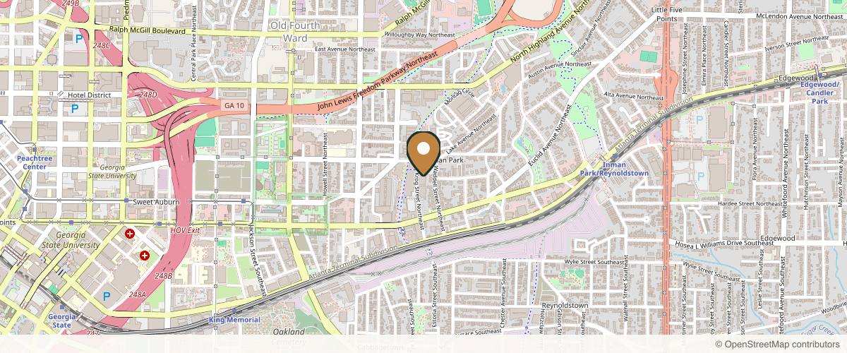 Map showing the exact location of Muse Atlanta Skin Health & Aesthetics at 99 Krog St NE Ste C400, Atlanta, GA 30307, USA