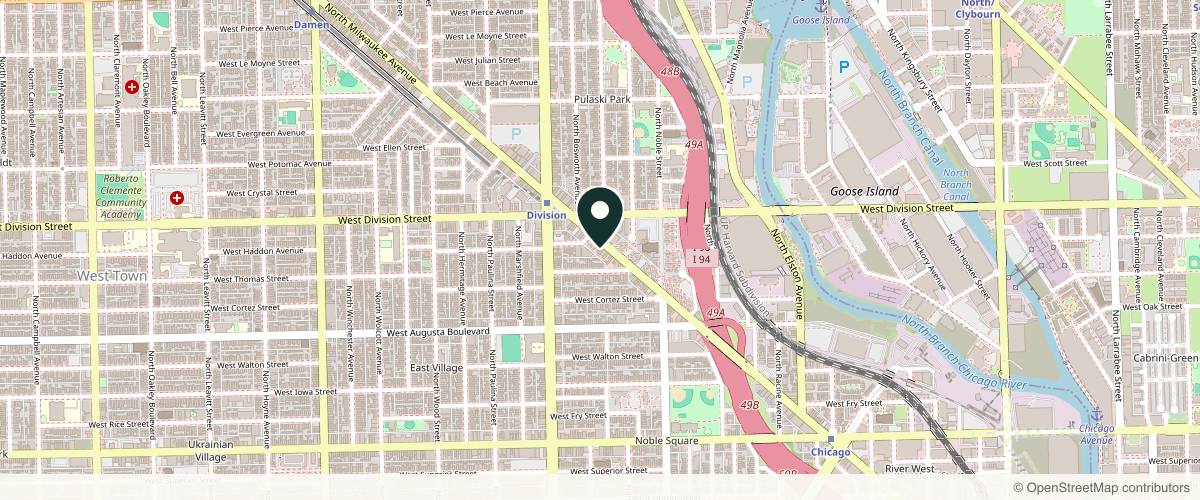 Map showing the exact location of MUSE LASER MEDSPA Wicker Park at 1138 N Milwaukee Ave Unit 1, Chicago, IL 60642, USA