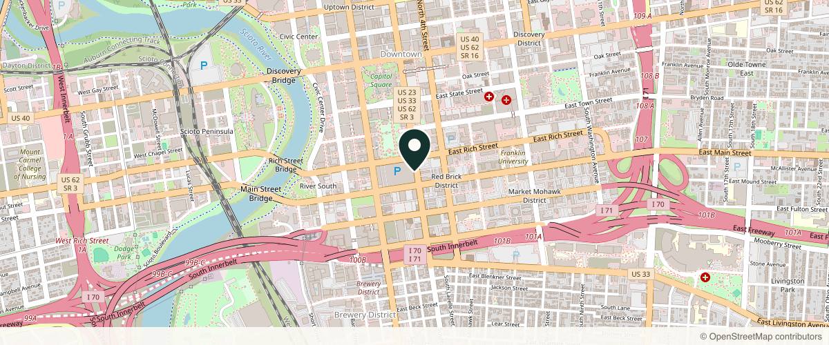 Map showing the exact location of Muse Med Spa at 265 S 3rd St, Columbus, OH 43215, USA