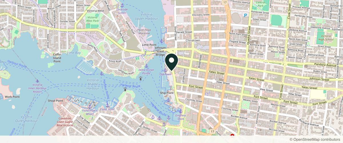 Map showing the exact location of My Beauty Secrets at 1208 Wharf St, Victoria, BC V8W 1T8, Canada