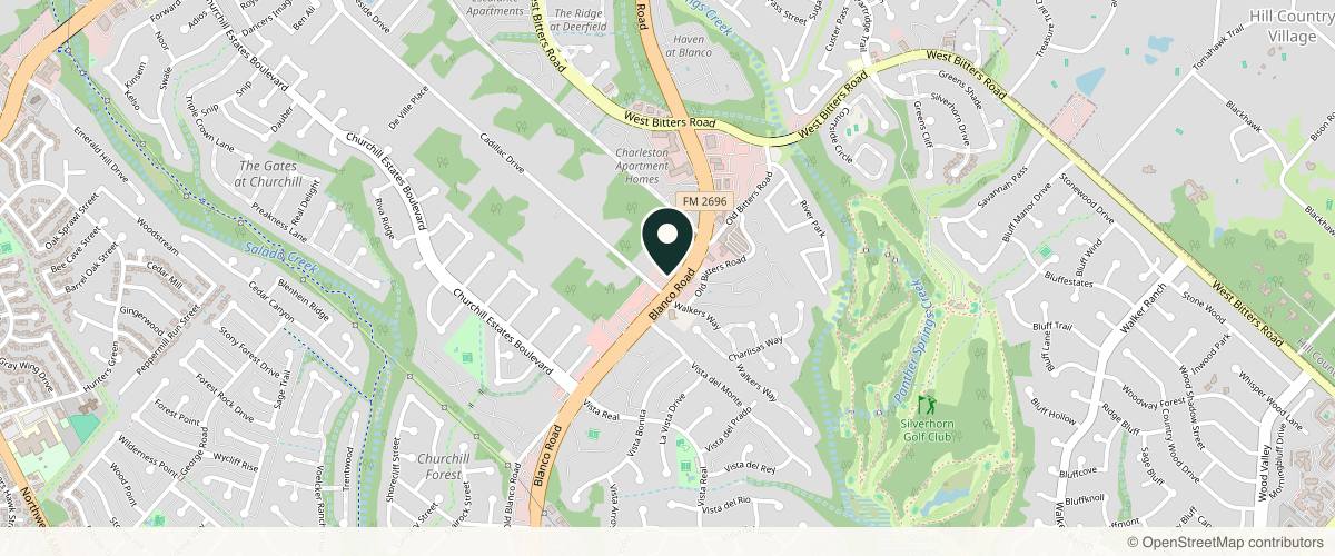 Map showing the exact location of MYBFF Med Spa + Social at 14415 Blanco Rd #109, San Antonio, TX 78216, USA