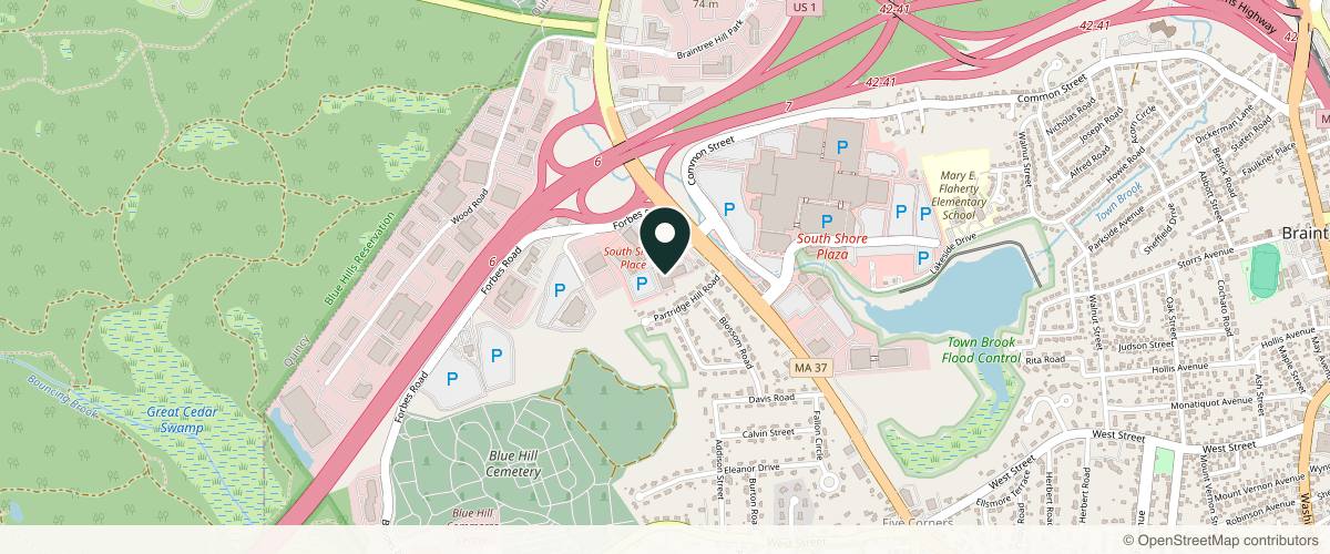 Map showing the exact location of Mythology Aesthetics at 10 Forbes Rd Ste 172E, Braintree, MA 02184, USA