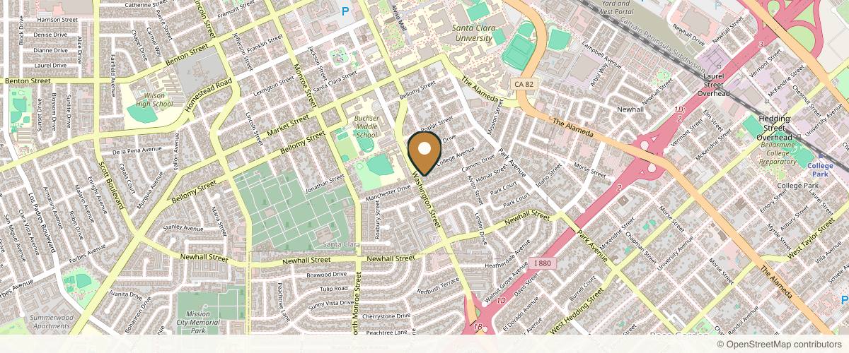 Map showing the exact location of Nür Aesthetics Club at 225 Washington St Ste 120, Santa Clara, CA 95050, USA
