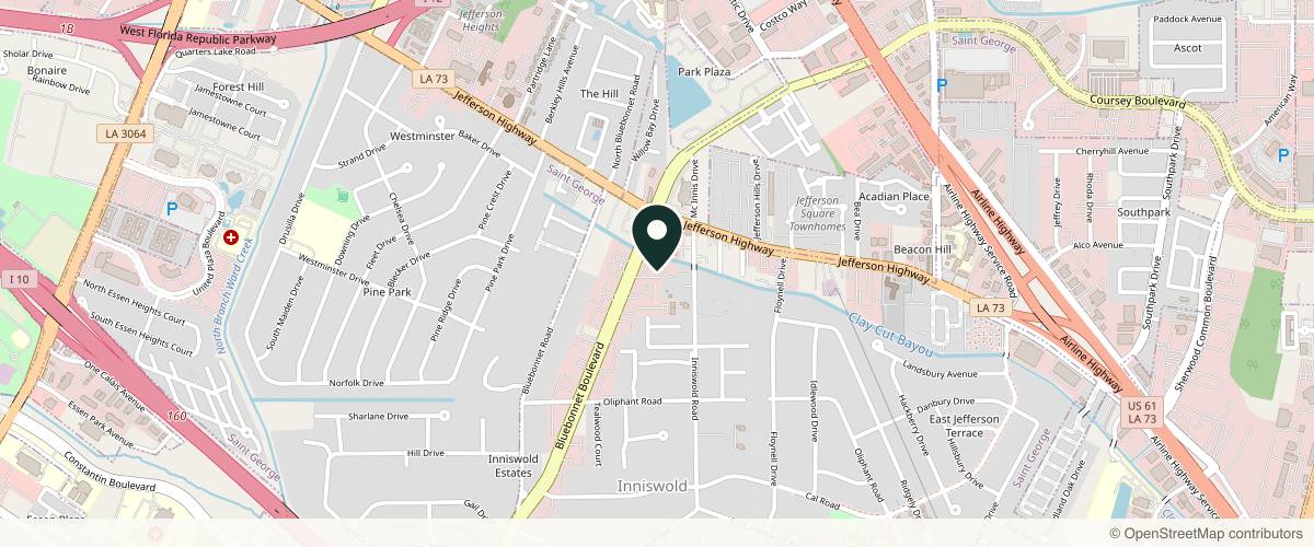 Map showing the exact location of NŪR Medical Spa of Baton Rouge at 4309 Bluebonnet Blvd, Baton Rouge, LA 70809, USA