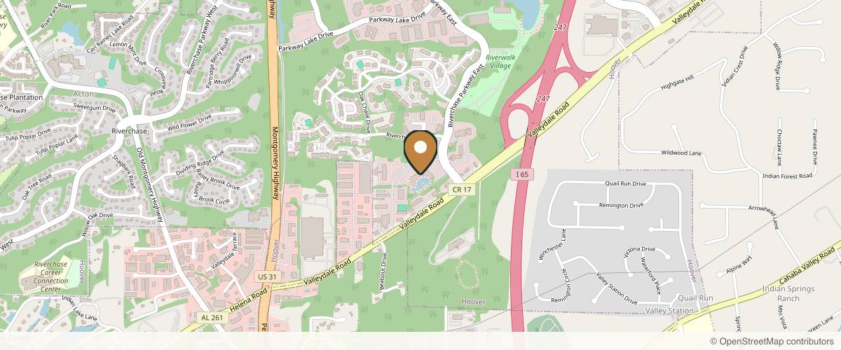 Map showing the exact location of Naaman Clinic - Riverchase Office at 100 Concourse Pkwy #265, Hoover, AL 35244, USA