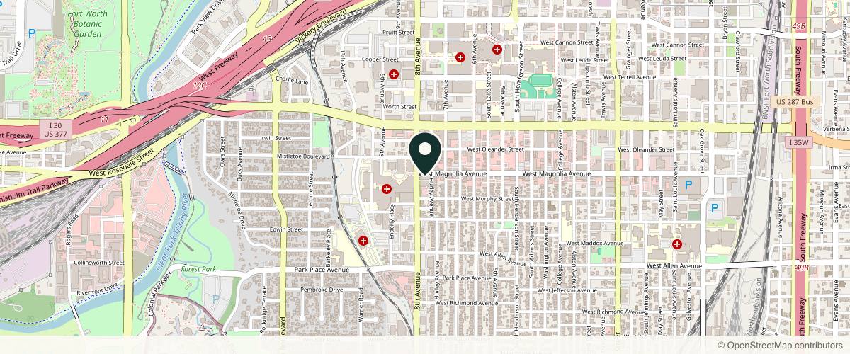 Map showing the exact location of NakedMD Med Spa Fort Worth at 1307 8th Ave Ste 101, Fort Worth, TX 76104, USA