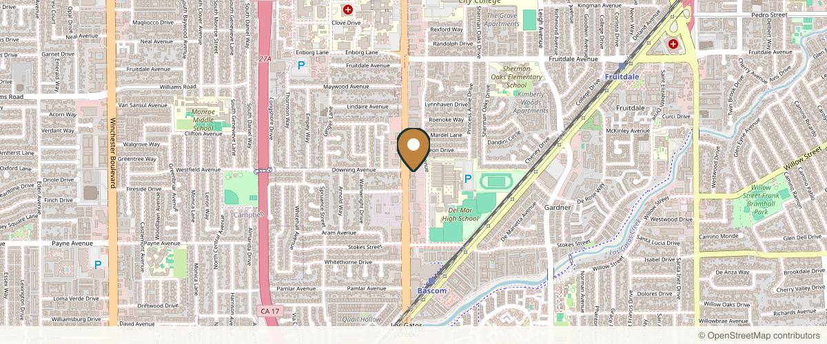Map showing the exact location of NakedMD Med Spa San Jose (Bascom) at 1150 S Bascom Ave Number 5, San Jose, CA 95128, USA
