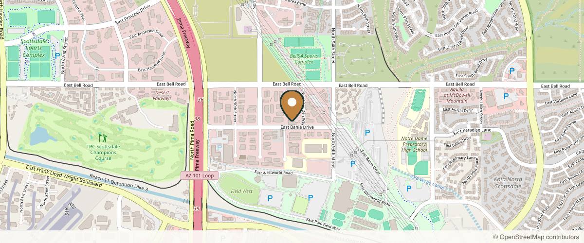 Map showing the exact location of NakedMD Med Spa Scottsdale at 9377 E Bell Rd Ste 207, Scottsdale, AZ 85260, USA