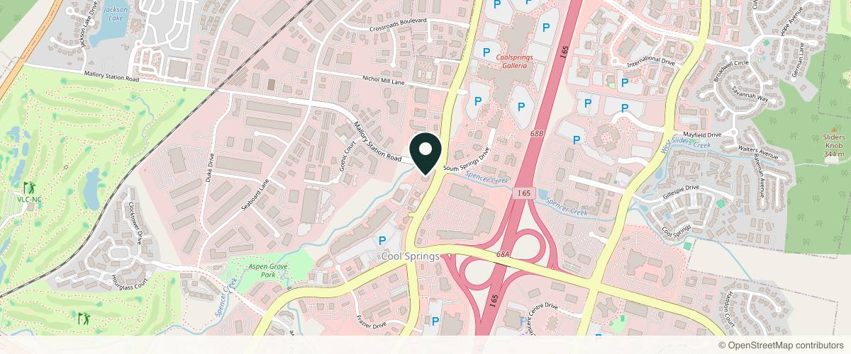 Map showing the exact location of Nashville Skin: Comprehensive Dermatology Center at 2001 Mallory Ln #301, Franklin, TN 37067