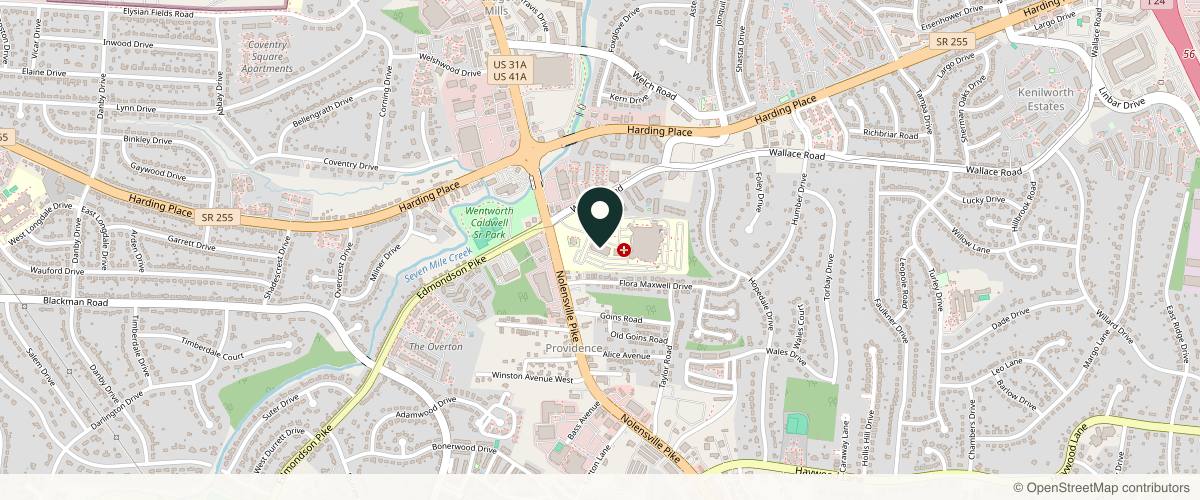 Map showing the exact location of Nashville Skin: Comprehensive Dermatology Center at 397 Wallace Rd Building C, Suite 402, Nashville, TN 37211