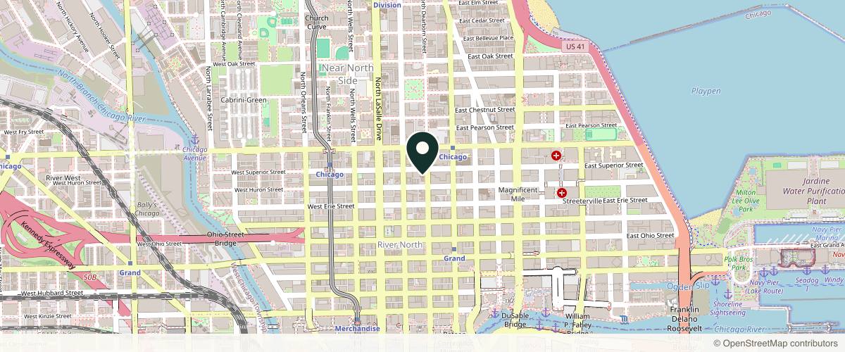 Map showing the exact location of Natural Beauty Med Spa- Chicago at 712 N Dearborn St 4th floor, Chicago, IL 60654, USA