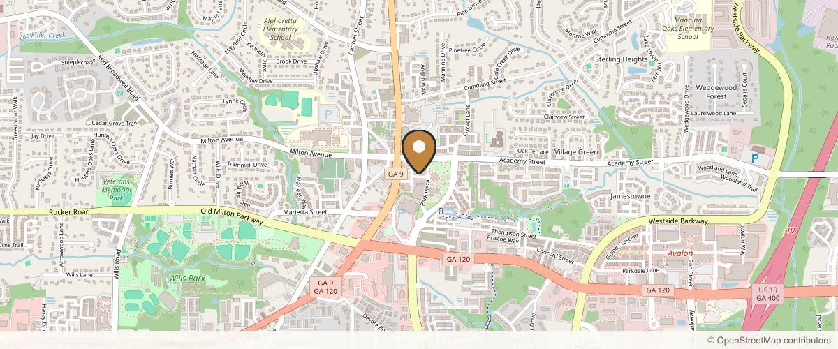 Map showing the exact location of Natural Body Spa + Med Spa | Alpharetta at 275 Commerce St, Alpharetta, GA 30009, USA