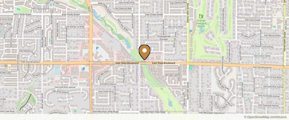 Map showing the exact location of Natural Radiance Aesthetics and Wellness at 5230 E Shea Blvd Fl 1, Scottsdale, AZ 85254, USA