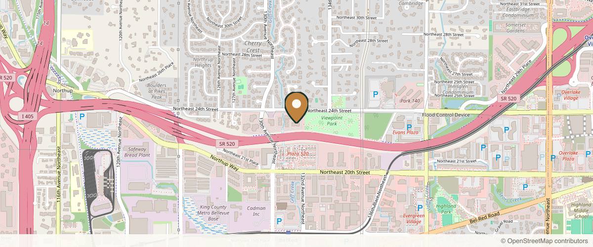 Map showing the exact location of Natural Rejuvenation MedSpa at 2320 130th Ave NE Building E, Suite 120, Bellevue, WA 98005, USA
