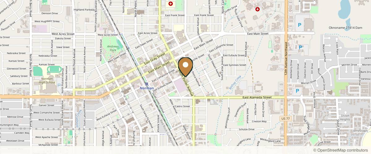 Map showing the exact location of Nature Day Spa at 301 S Porter Ave #120, Norman, OK 73071, USA