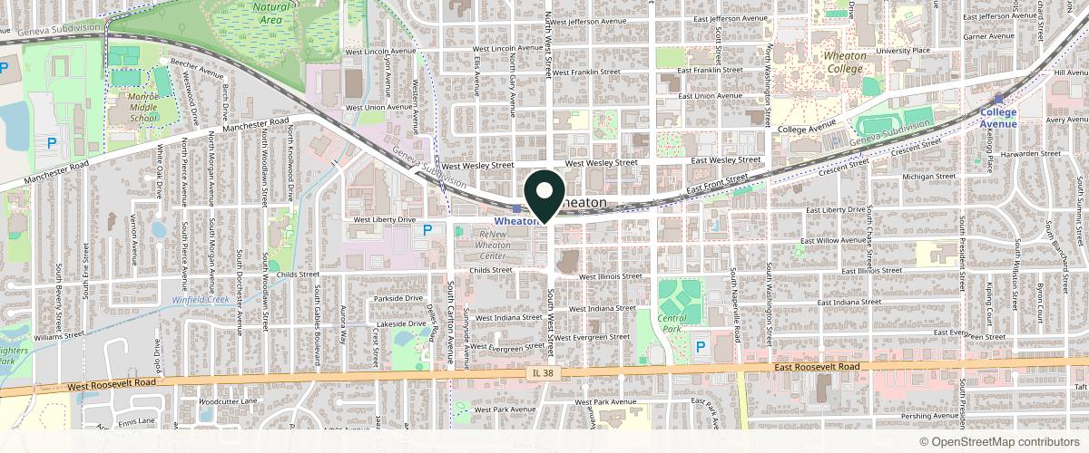 Map showing the exact location of Naturelle Med Spa at 400 W Liberty Dr Ste B, Wheaton, IL 60187, USA