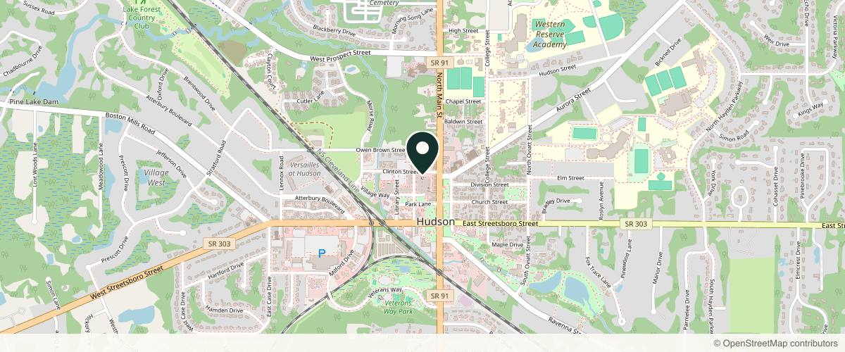 Map showing the exact location of NEOSkin Center at 111 First St Ste 201, Hudson, OH 44236, USA