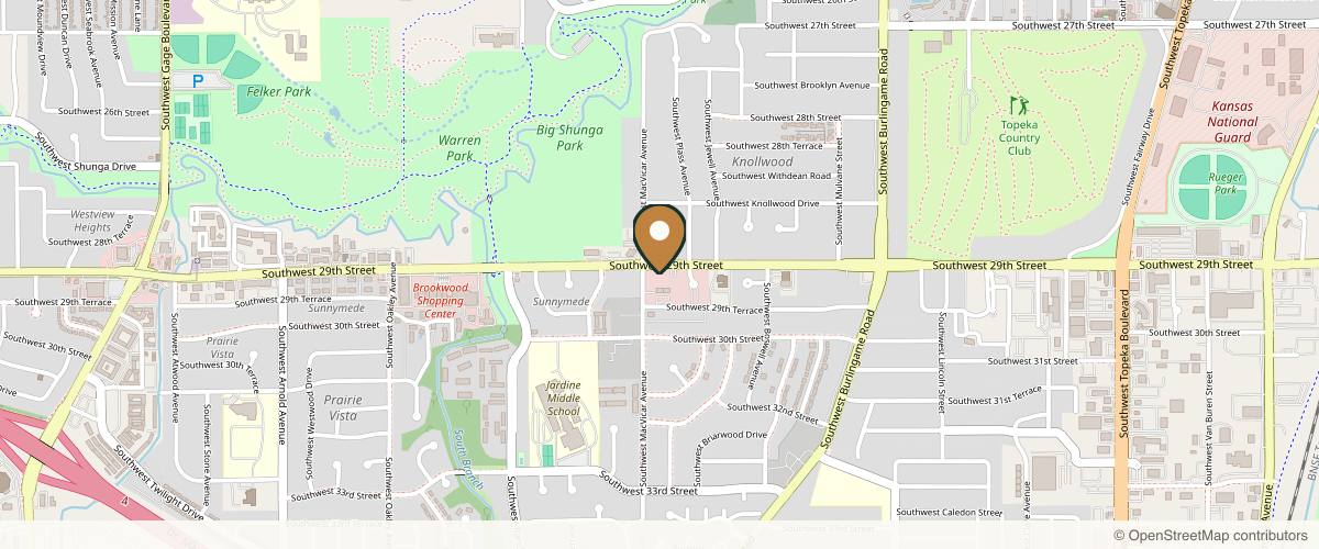 Map showing the exact location of New Health Kansas Topeka at 2219 SW 29th St, Topeka, KS 66611, USA