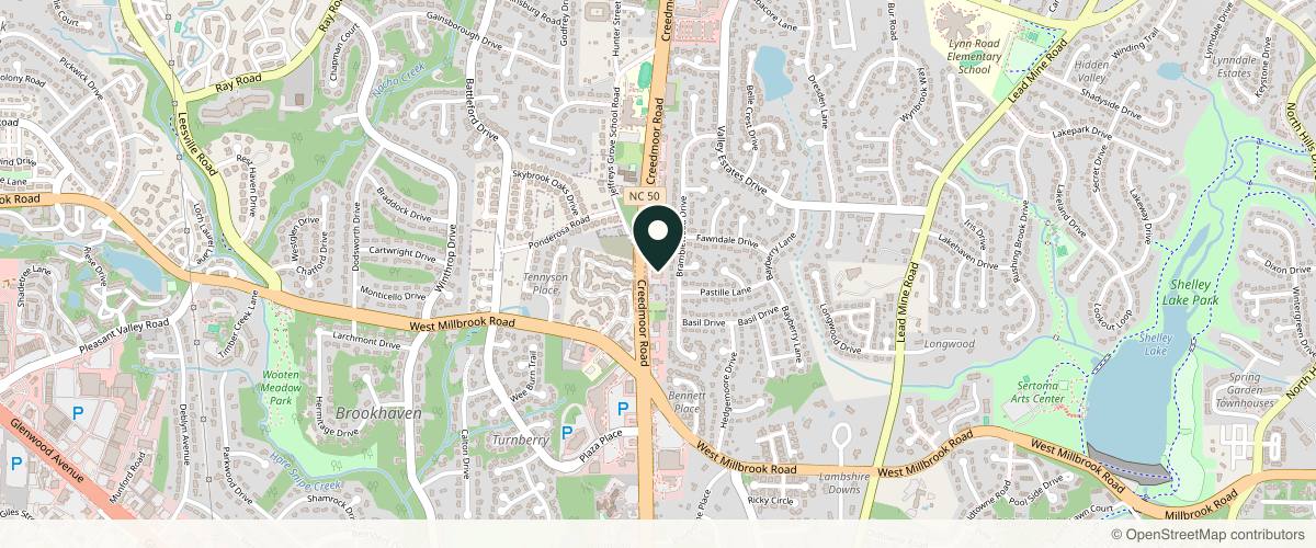Map showing the exact location of New Life Aesthetics at 5816 Creedmoor Rd #209, Raleigh, NC 27612, USA