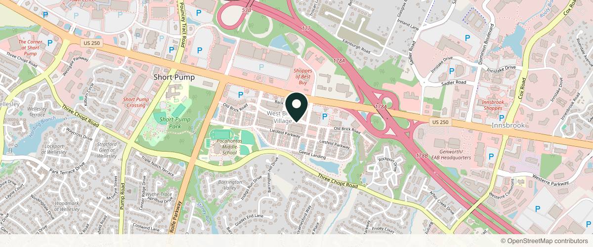 Map showing the exact location of New Medical Spa at 2235 Old Brick Rd, Glen Allen, VA 23060, USA