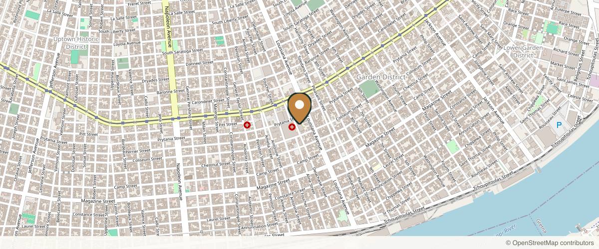 Map showing the exact location of New Orleans Aesthetics at 3434 Prytania St Ste 420, New Orleans, LA 70115, USA