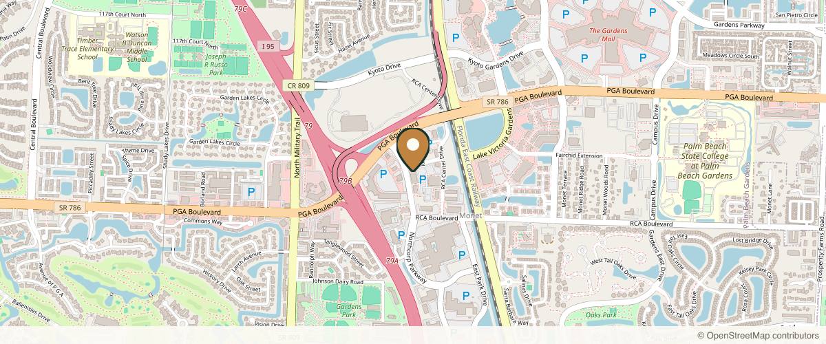 Map showing the exact location of New Radiance Cosmetic Centers - Palm Beach Gardens at 3901 Design Center Dr Ste 100, Palm Beach Gardens, FL 33410, USA