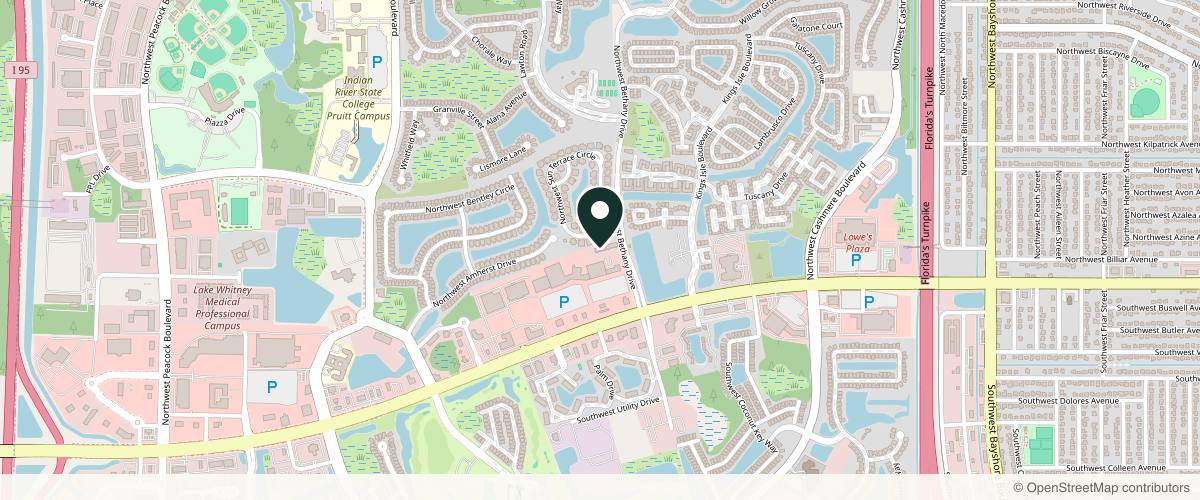 Map showing the exact location of New Radiance Cosmetic Centers - Port St. Lucie at 318 NW Bethany Dr, Port St. Lucie, FL 34986, USA