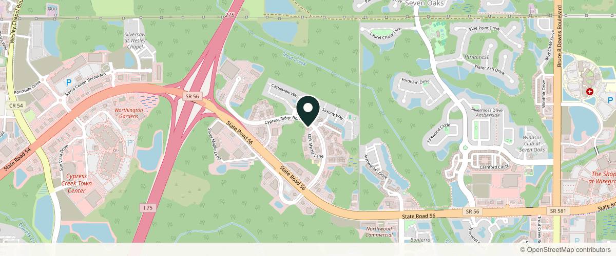 Map showing the exact location of New Tampa Plastic Surgery - G. Peter Fakhre, MD at 2525 Cypress Ridge Blvd., Wesley Chapel, FL 33544, USA