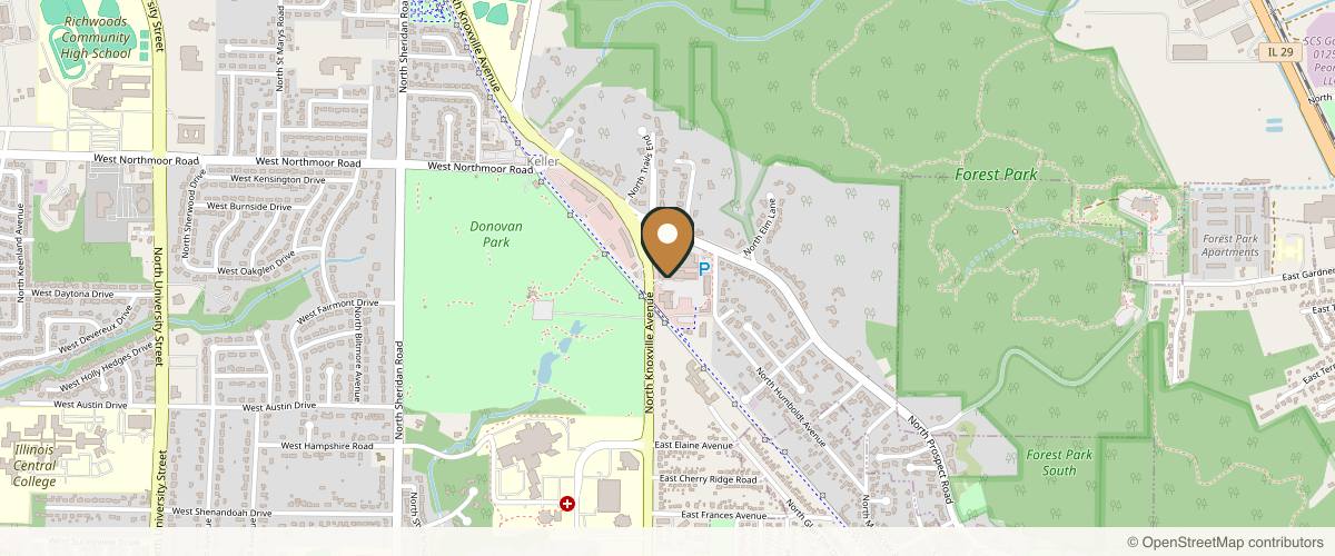 Map showing the exact location of New You Health, Aesthetic & Sexual Wellness Center at 5832 Knoxville Ave a2, Peoria, IL 61614, USA